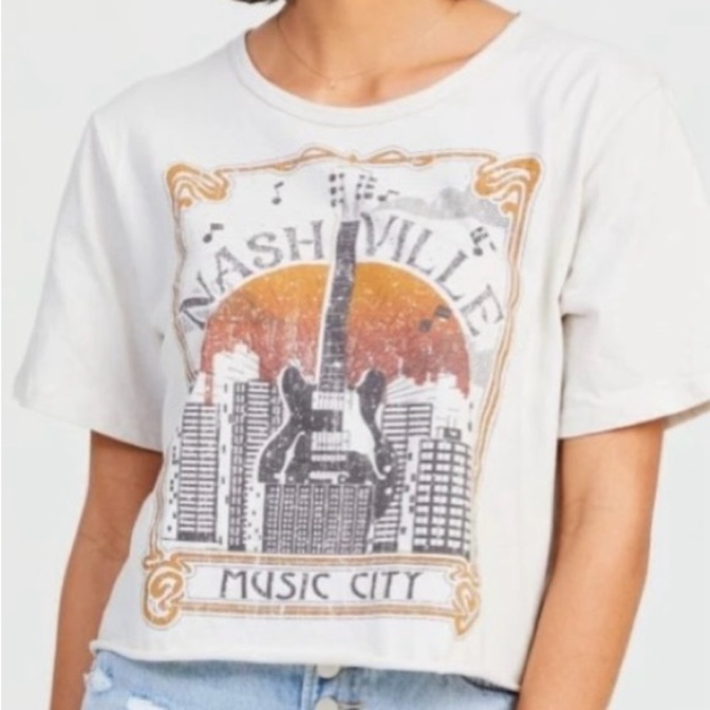 Altar'd State Nashville Music City Long Crop Tee Size XS